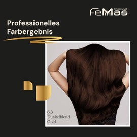 Femmas Hair Colour Set Dark Blonde Gold 6.3 I Hair Colour Cream 100 ml + Oxycream 100 ml 6% I Permanent Hair Colouration + Developer I Gentle & Long Lasting I Salon Hair Colour for Home
