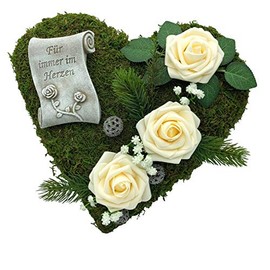Grave Decoration Grave Arrangement Grave Ornament Moss Heart Cross Or Angel Mourning Heart Grave Heart Arrangement Roses