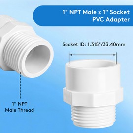 9 Pack 1" PVC Male Adapter, Schedule 40 (Socket x NPT Male) - PVC Fittings for Plumbing, Sprinkler & Irrigation Systems