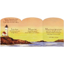 Designer Greetings Lighthouse Many Prayers Religious Die Cut Z-Fold Get Well Card