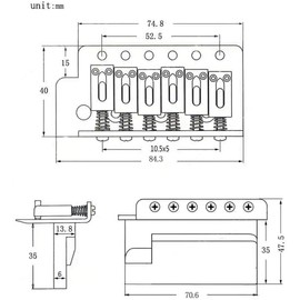 sdwutong Electric Guitar Bridge Tremolo 6 String Vintage Saddle Tremolo Bridge Guitar Stratocaster Tremolo Bridge Ubrand 52.5mm Guitar Replacement Chrome