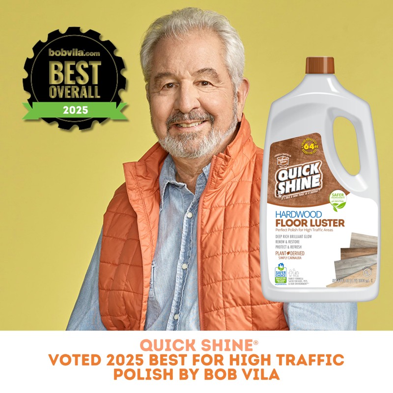 Quick Shine Hardwood Floor Luster-Polish 64oz | Plant-Derived w/Carnauba |