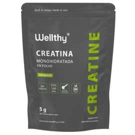Wellthy Creatina Monohidrata Micronizada 800g. 100% Pura, Pre Entreno Sin Sabor Sugar Free, 5g de Creatina por porción, 160 días de Consumo, Scoop Inc