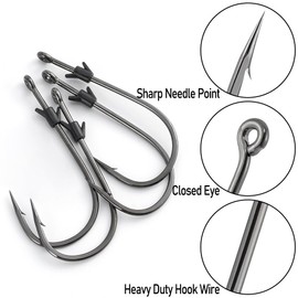 Dr.Fish 20 Pack Flipping Hooks Neko Rig Bass Fishing Drop Shot Hook Straight Shank Worm Hook Punching Pitching Bait Hook Dual-Barbed Keeper Fishing Wacky Hooks Freshwater 2/0#