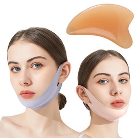 KUMSODE 2 Stück Wiederverwendbare V-Linienmaske,Gesichts-Schlankheitsgurt,V Gesichtsmasken,Doppelkinn Entferner Lifting-Maske,Doppelkinn Reduzierer Gesichtslifting Bandage