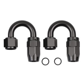 8AN 180 degree Aluminum Swivel Fitting for CPE Braided Fuel Hose Ends Black 2pcs （8AN 180）