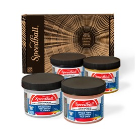 Speedball Opaque Fabric Screen Printing Ink, Metallic Color Assortment, 4-Ounce (4-Pack), Metallized Glimmer: Gold, Rose Gold, Silver, Black Pearl