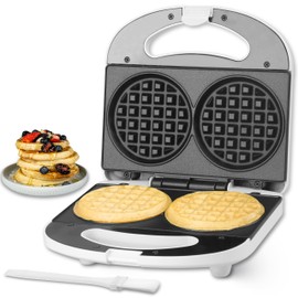 SugarWhisk Double Mini Waffle Maker Machine, Chaffle Maker, Waflera Electrica, Small Waffle Iron for Waffles, Keto Chaffles, Hash Browns, Cookies, 4 Inch