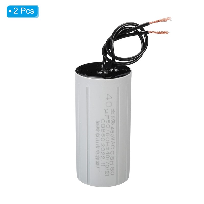 PATIKIL CBB60 40uF Running Capacitor,2pcs AC 450V 2 Wires 50/60Hz