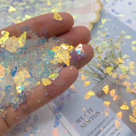 2000Pcs Star and Clouds Confetti, Glitter PVC Clouds Confetti for Handicrafts, Card DIY, Engagement Wedding Bridal Shower Birthday Star and Moon Theme Party Decorations (bright transparent white)