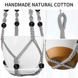 IDEEEPAN 3 Pack Macrame Plant Hanger - 35"/29"/23" Different Sizes, Hanging Planter Basket Flower Pot Holder for Indoor Outdoor, Boho Home Decor, Gray (POTS NOT Included)