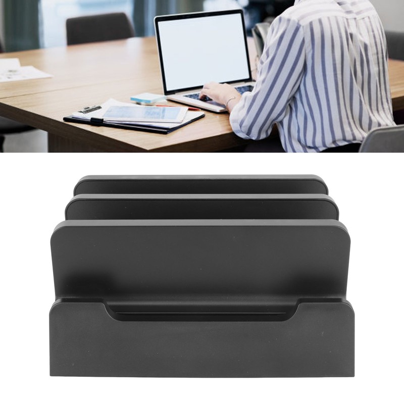 Vertical Laptop Stand Holder Adjustable Width Dual Slots Laptop Holder