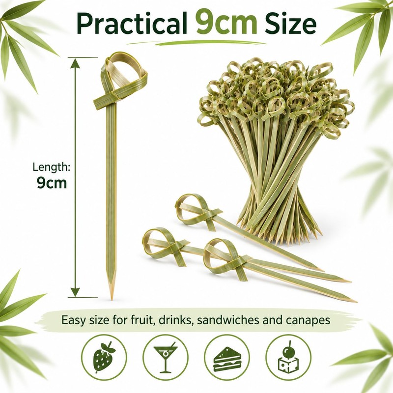 300PCS Cocktail Sticks, 9cm Bamboo Skewers