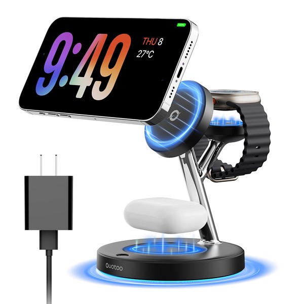 Ouotoo 2025 3 in 1 Charging Station Compatible with Mag-Safe