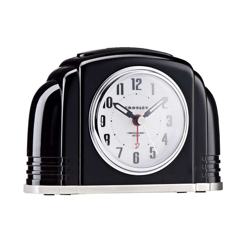Crosley Vintage Art Deco Analog Alarm Clock, Traditional Ticking, Automatic