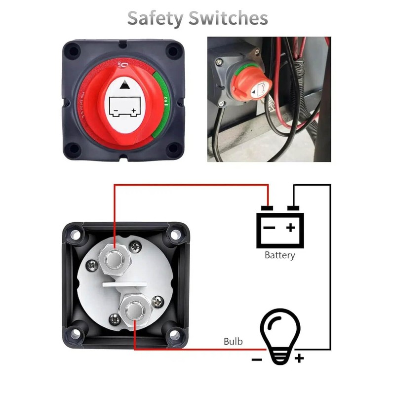 SUNMORN Battery Disconnect Switch, 2PCS Cables 1.64FT with Heavy Duty