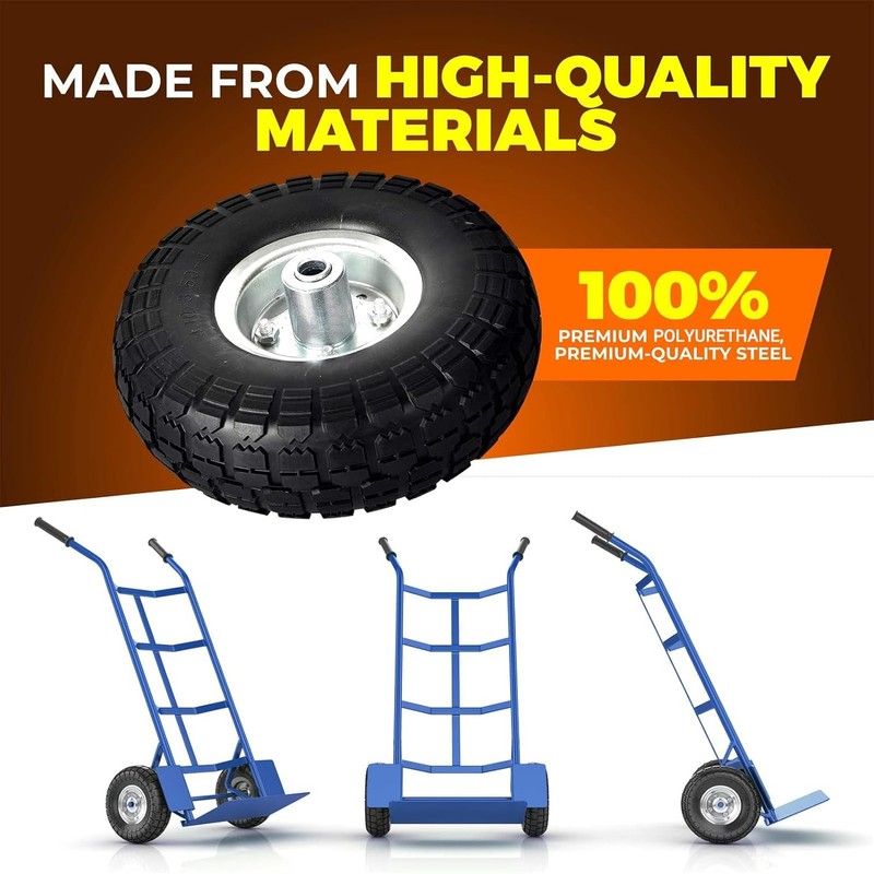 AR-PRO (2-Pack) 10-Inch Solid Rubber Tire Wheels - Replacement 4.10/3.50-4"