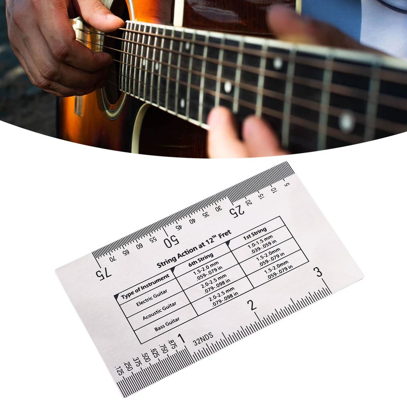 String Action Ruler Stainless Steel Height Gauge Replacement Guitar Repairing