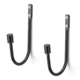 Black Curtain Holdbacks - 2 Pack, Metal Curtain Tiebacks Hooks Wall Mounted, Decorative Drapery Pull Back Hooks, Curtain Hold Backs with Hardware, Window Side Holders for Drapes, Curtain Accessories