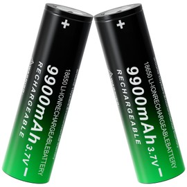 BENKIA 18650 Rechargeable Battery 9900mAh Large Capacity 3.7Volt Li-ion Batteries for Flashlight Headlamp (Flat Top, 2 Pack)