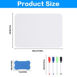 1 x Whiteboard Small Whiteboard A4, Dry Erase Board Small White Board, 21 x 30 cm Portable Double-Sided Blank Mini Whiteboard with 4 Pens & 1 Eraser for Classroom, Home, Office
