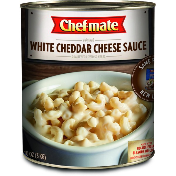 Chef-mate White Cheddar Cheese Sauce and Queso, Canned Food for Mac and Cheese, 6 lb 10 oz (#10 Can Bulk)