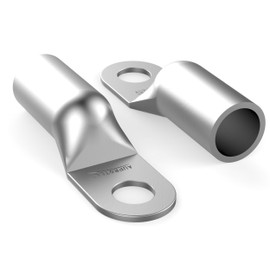 AUPROTEC 2x Cable Lugs 35 mm² AWG 2 hole M10 uninsulated SC Copper Tube Ring Terminals Crimp Lugs copper-tinned Electrical-Connectors