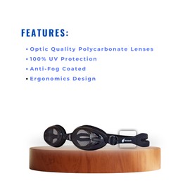 Blithetic Adult Anti Fog Swim Goggles, Shortsighted Myopia Swimming Goggles for Nearsighted Vision MS 5000P Black Black Myopia(-2)