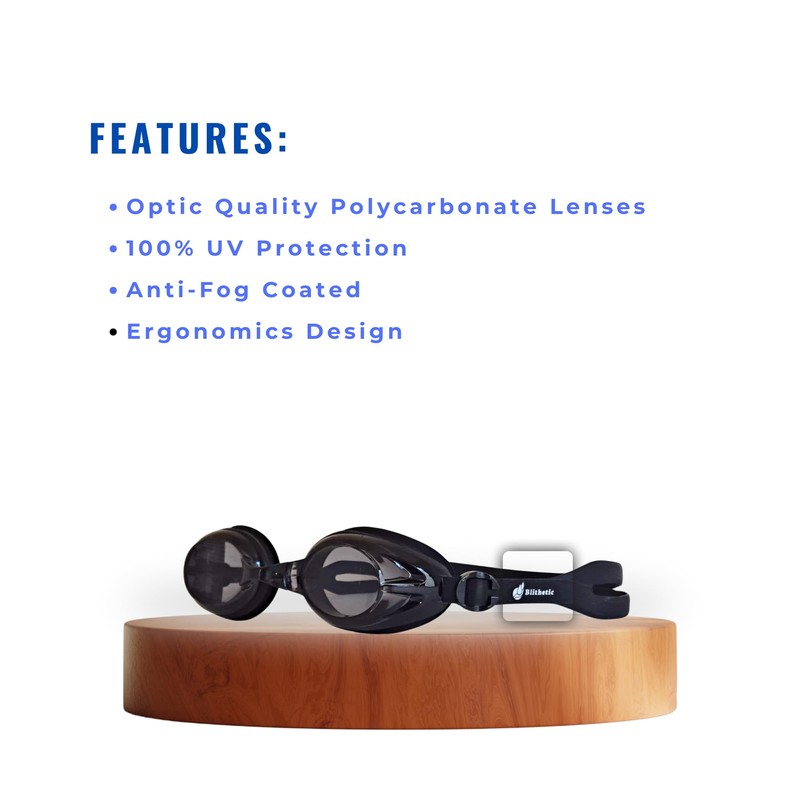 Blithetic Adult Anti Fog Swim Goggles, Shortsighted Myopia Swimming Goggles