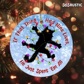 365RUSTIC Christmas Movie Cat Ornament, Funny Ornament for Christmas Tree, Office, Car, Home Decorations, 2-Side Printed Ceramic Ornament 2024, Gifts for Christmas