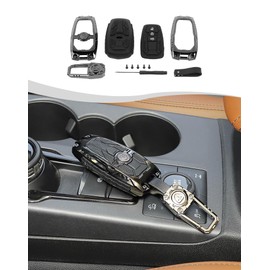 Hoolcar Key Fob Cover with 3 Buttons Key Fob Protector Shell Zinc Alloy Key Chains Compatible with Ford Explorer Fusion Escape Edge Expedition F150 F250 F350 F450 F550 Maverick Mustang