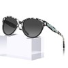 CARFIA Acetate Black White Cat Eye Sunglasses for Women Polarized