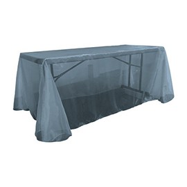 LA Linen Sheer Organza Rectangular Tablecloth, Teal, 90 by 156"