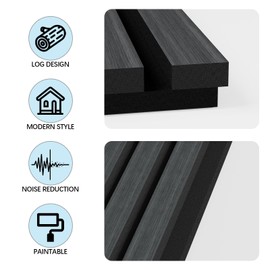 Elvone 2PCS Wood Wall Panels, 3D Fluted Sound Absorbing Slat Wall Paneling in Gray Oak, Wood Finish Sound Proof for Wall and Ceiling 47.2" x23.7"/ Sheet