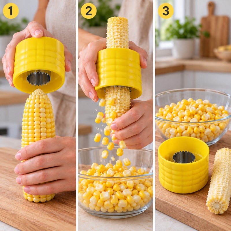 Corn Stripper for Easy Kernel Removal – Yellow Manual Cob