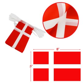 Denmark String Flag Pennant Banner - 38 Flags, 42 Feet Small Mini Danish Dane Flags Bunting Banner for Country Decoration, School, Party, Sports Events