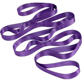 Hirola 1 Pieza Correa de Estiramiento para Yoga con 10 Bucles, Banda de Terapia Física y Flexibilidad para Rehabilitación, Pilates y Entrenamiento en Casa, Material Resistente no Elástico, Negro