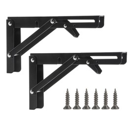Pack of 2 Folding Console Heavy Duty Hinges Foldable 200 mm Folding Hinge with Lock Folding Shelf Brackets 90 Degree Metal Folding Angle Shelf Support for Kitchen Office Table Folding Table Wall Shelf