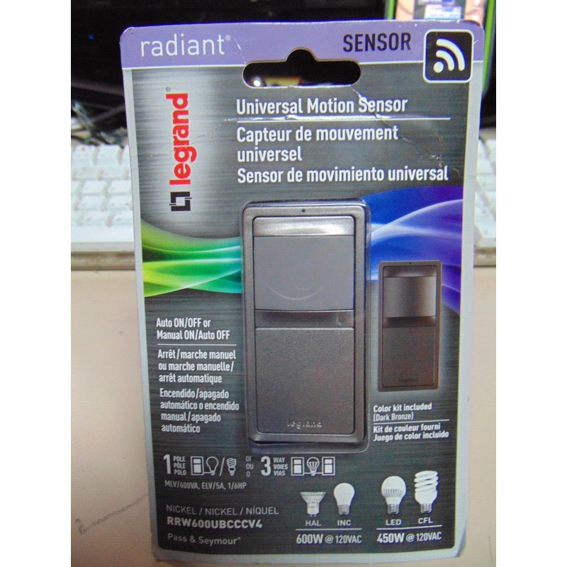 Radiant Universal Motion Sensor Legrand Radiant Includes Nickel and Dark