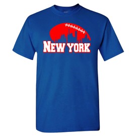 New York Football Skyline Men's Fan T-Shirt (Royal Shirt, S)