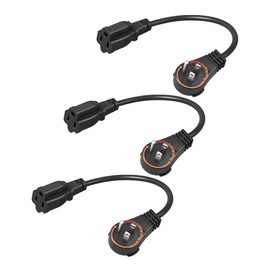 DEWENWILS 360° Rotating Flat Plug Extension Cord 1FT, 16/3 Gauge 3 Prong Grounded Power Cord, 125V/13A/1625W, Space-Saving Size for Indoor Narrow Space, ETL Certified, 3 Pack, Black