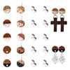 PandaHall 30pcs Resin Wood Stud Earrings, 10mm Flat Round Wooden