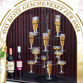 Gisafai 2 Pack Champagne Tower 4 Tier 32 Holders Metal Cocktail Tree Stand 2.3 ft Champagne Wine Glass Holder Stand for Drinks Champagne Cocktails Martini Margarita Wedding Party Gifts