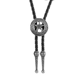 LALATCH Bolo Tie for Men Women, Cowboy Bolo Tie Texas Cowgirl Cowboy Necktie Bolo Ties Cowboy Accessories for Men Women, Silvery Star
