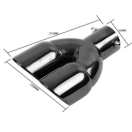 2.5" 63mm Exhaust tips Stainless Steel Car Exhaust Muffler Auto Throat Double End Silencer, Outlet 3" (Straight Black)