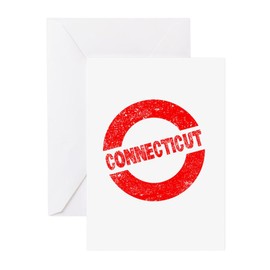 CafePress Rubber Ink Stamp Connecticut Greeting Cards Greeting Card (20-pack), Note Card with Blank Inside, Birthday Card Matte