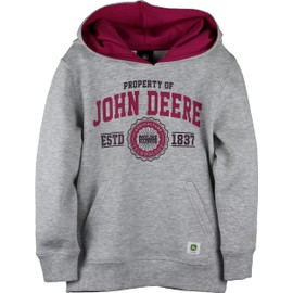 John Deere Girls' Fleece Hoodie, Ash Heather, 7