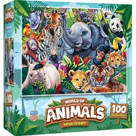 MasterPieces Safari Friends 100 Piece Kids Jigsaw Puzzle - Wildlife Adventure - 11.5"x15"