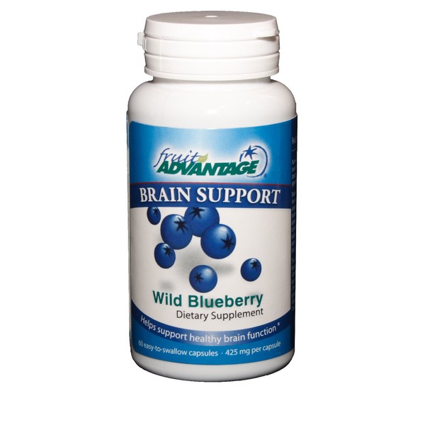 Fruit Advantage Wild Blueberry Dietary Supplement All Natural Brain Support Antioxidant : 60 Vegetarian Capsules 425 mg