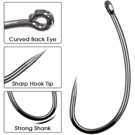 OROOTL Barbless Carp Fishing Hooks, 100pcs Carp Hooks Barbless Fish Hooks Circle Hook Freshwater Saltwater Fly Tying Hooks Carp Hair Fishing Tackle